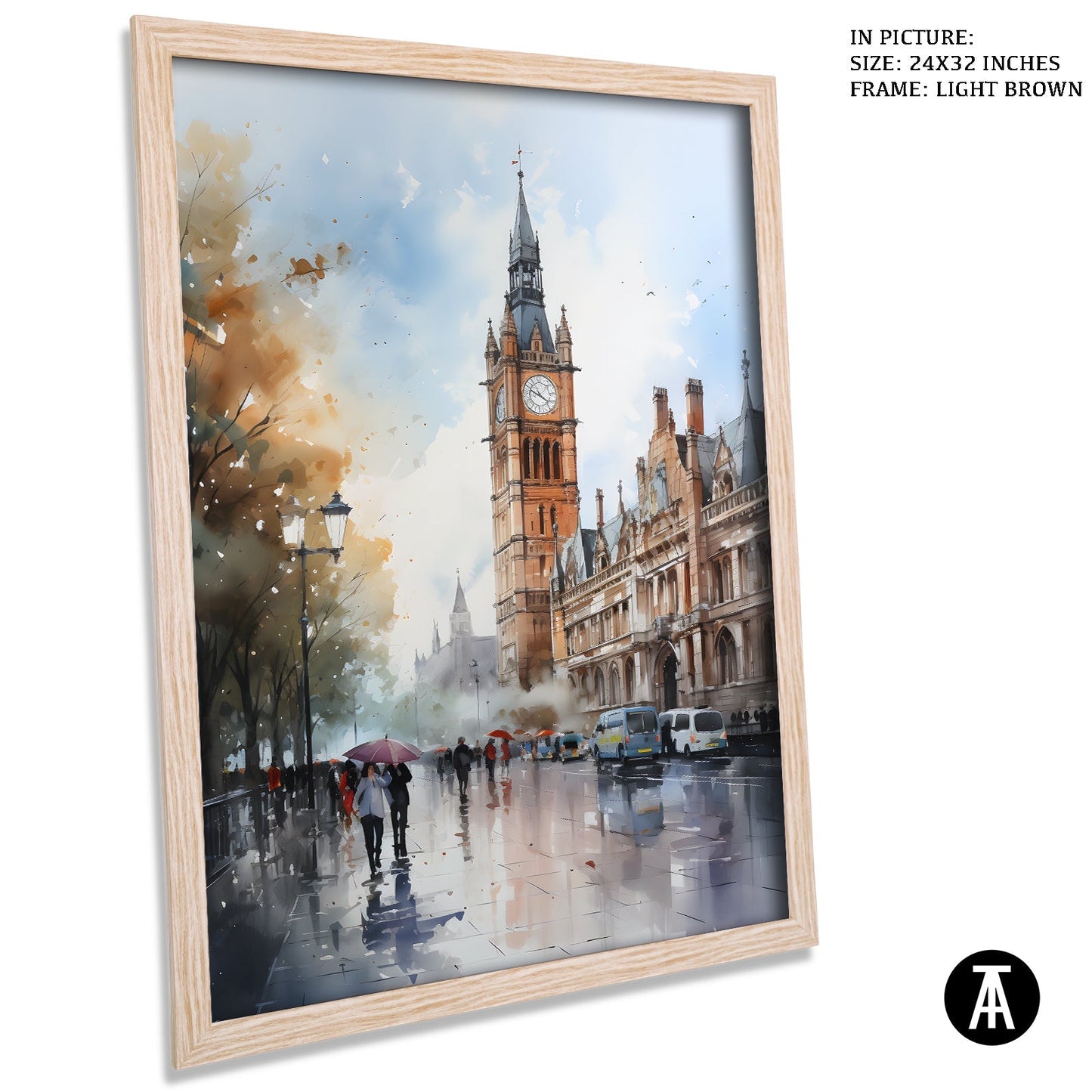 Artwork in Light Brown Frame