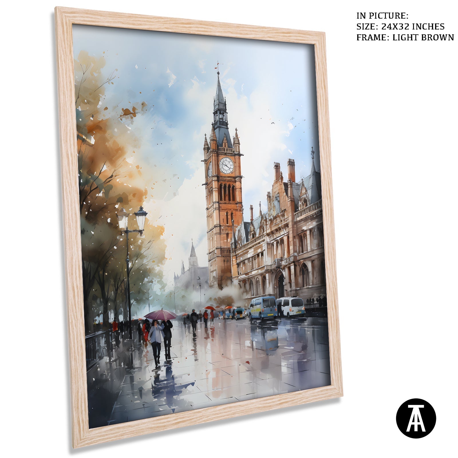 Artwork in Light Brown Frame