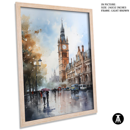 Artwork in Light Brown Frame