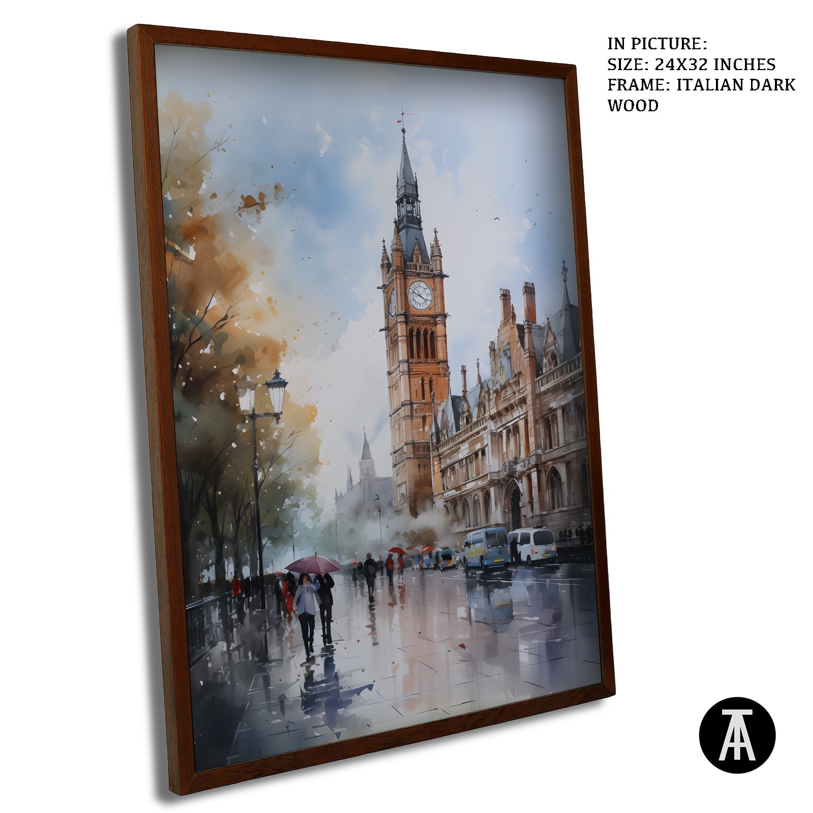 Artwork in Dark Wood Frame