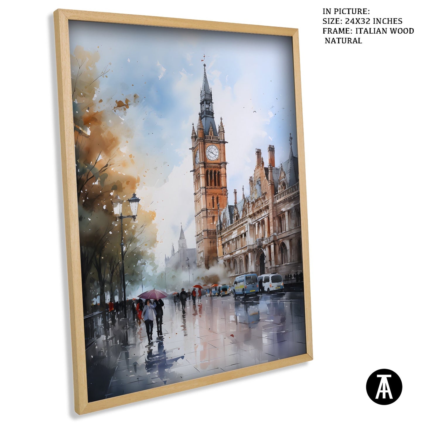 Artwork in Natural Wood Frame