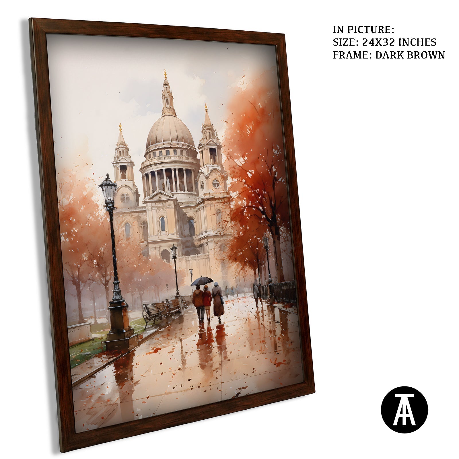 Artwork in Dark Brown Frame