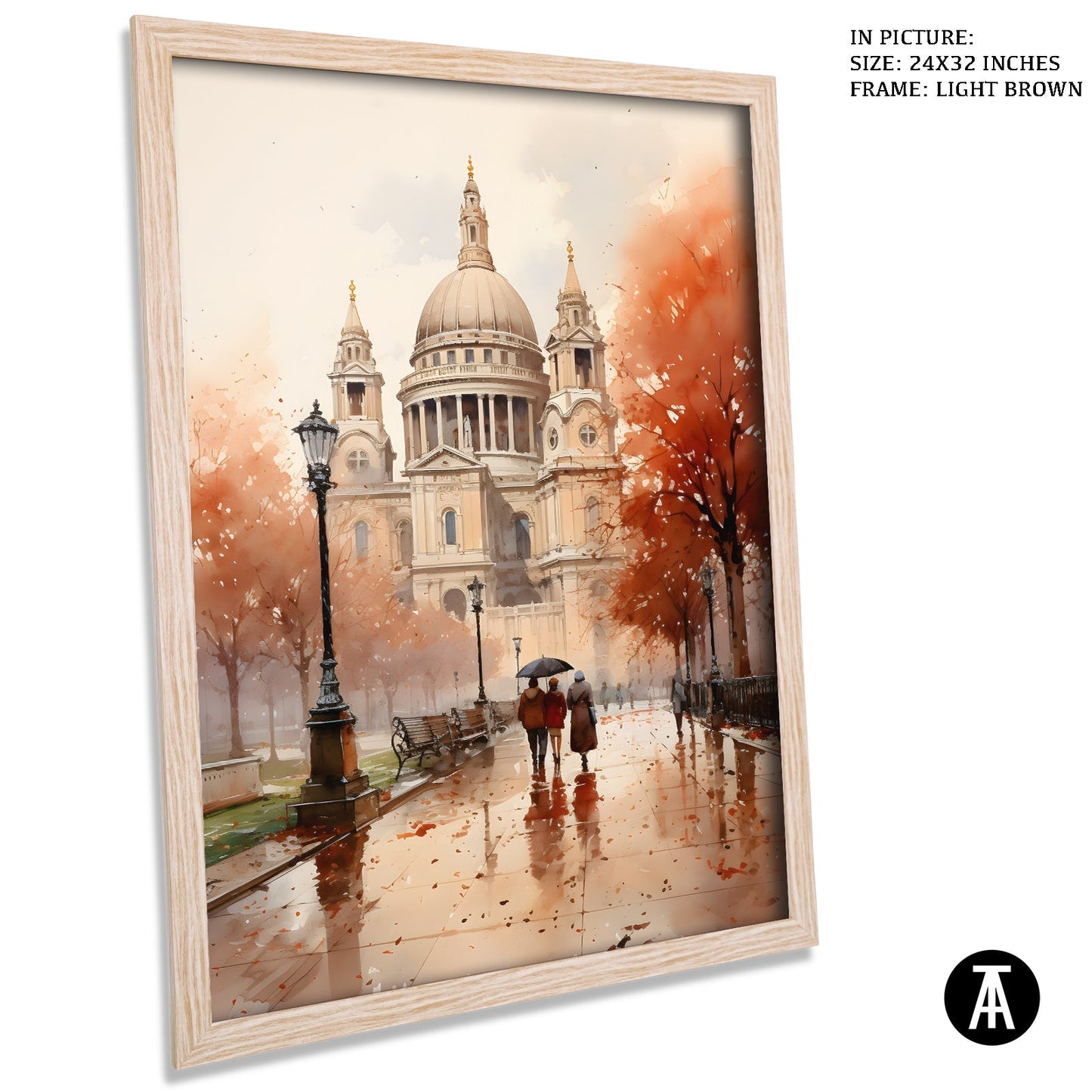 Artwork in Light Brown Frame