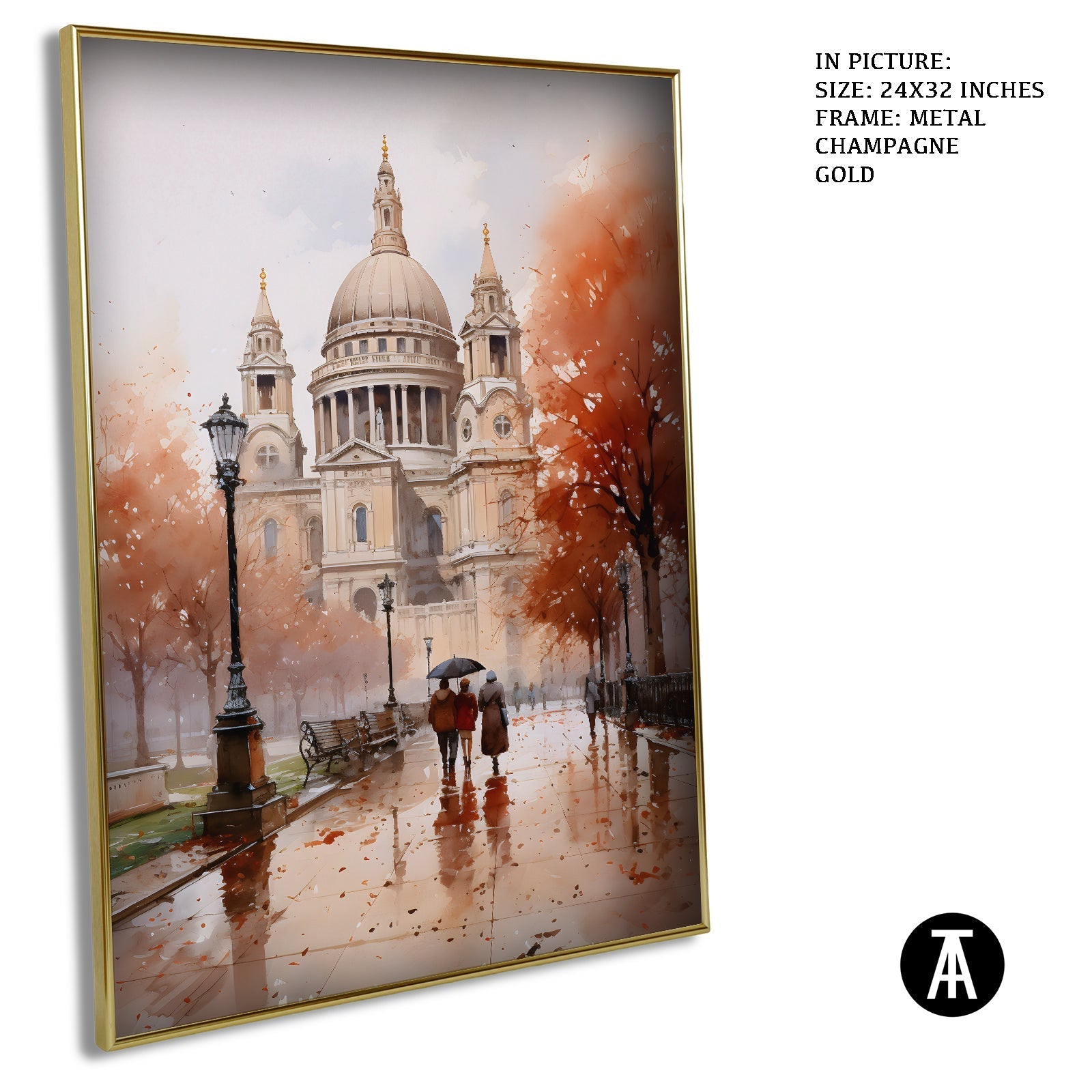 Artwork in Metal Champagne Gold Frame