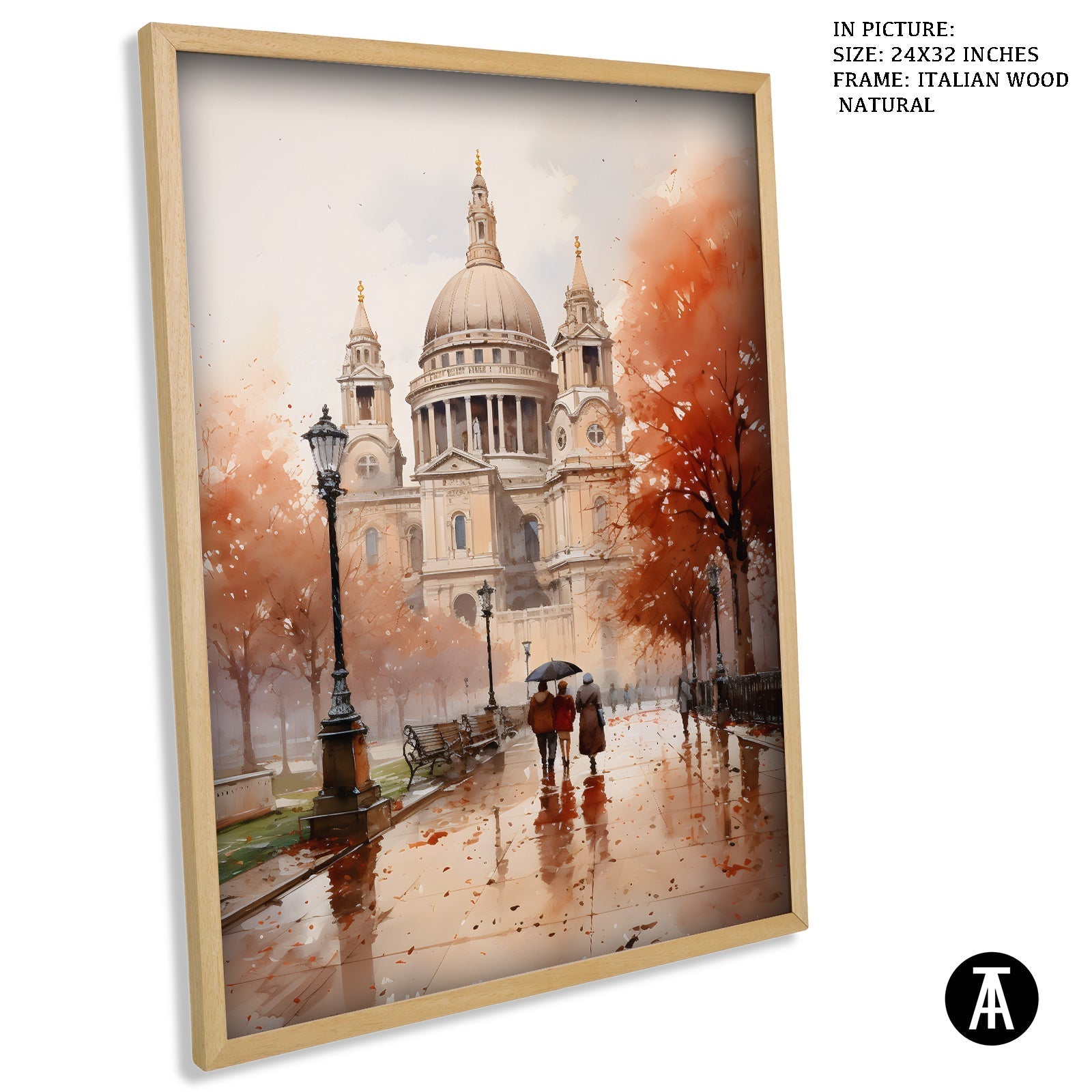 Artwork in Natural Wood Frame