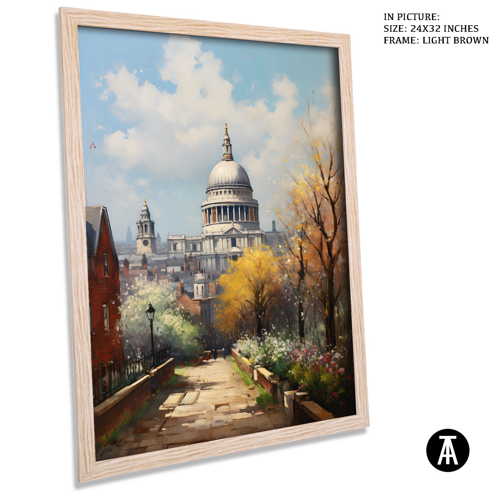 Artwork in Light Brown Frame