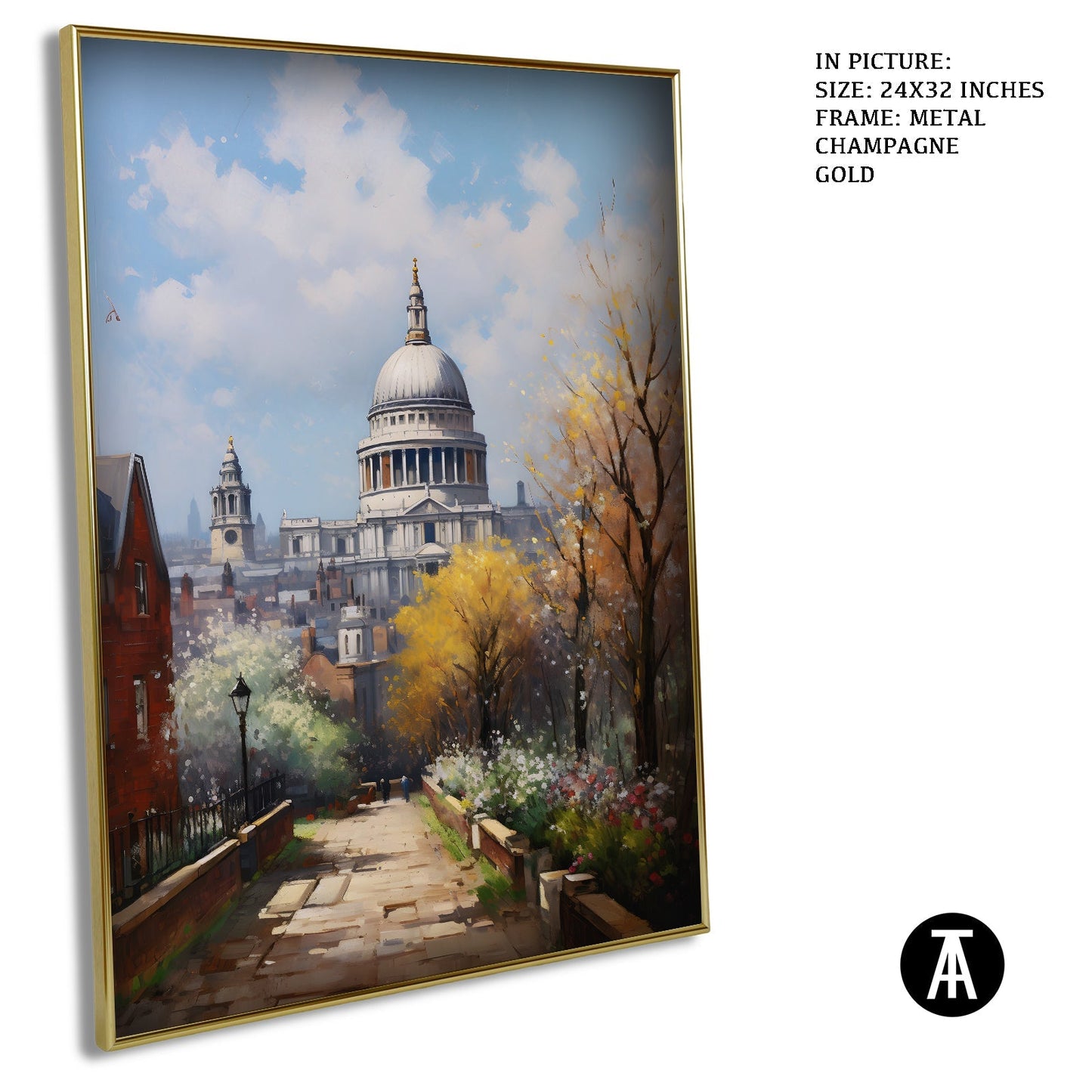Artwork in Metal Champagne Gold Frame