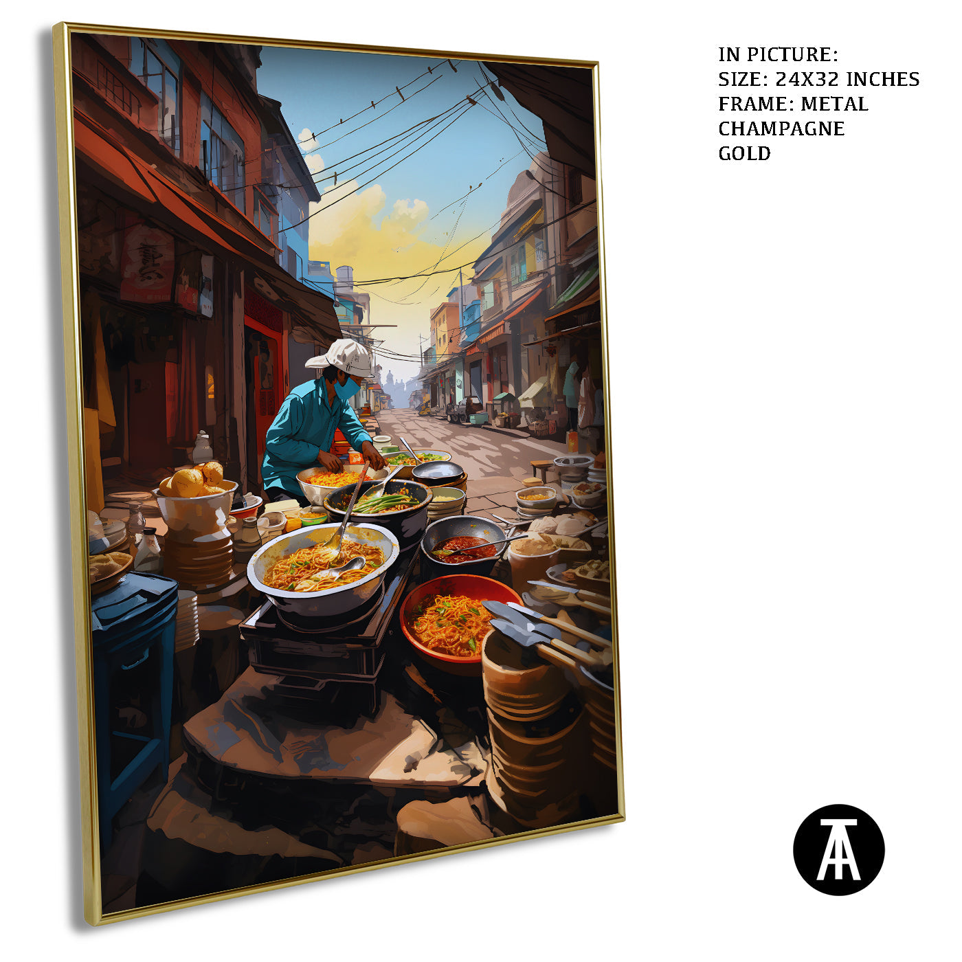 Artwork in Light Brown Frame