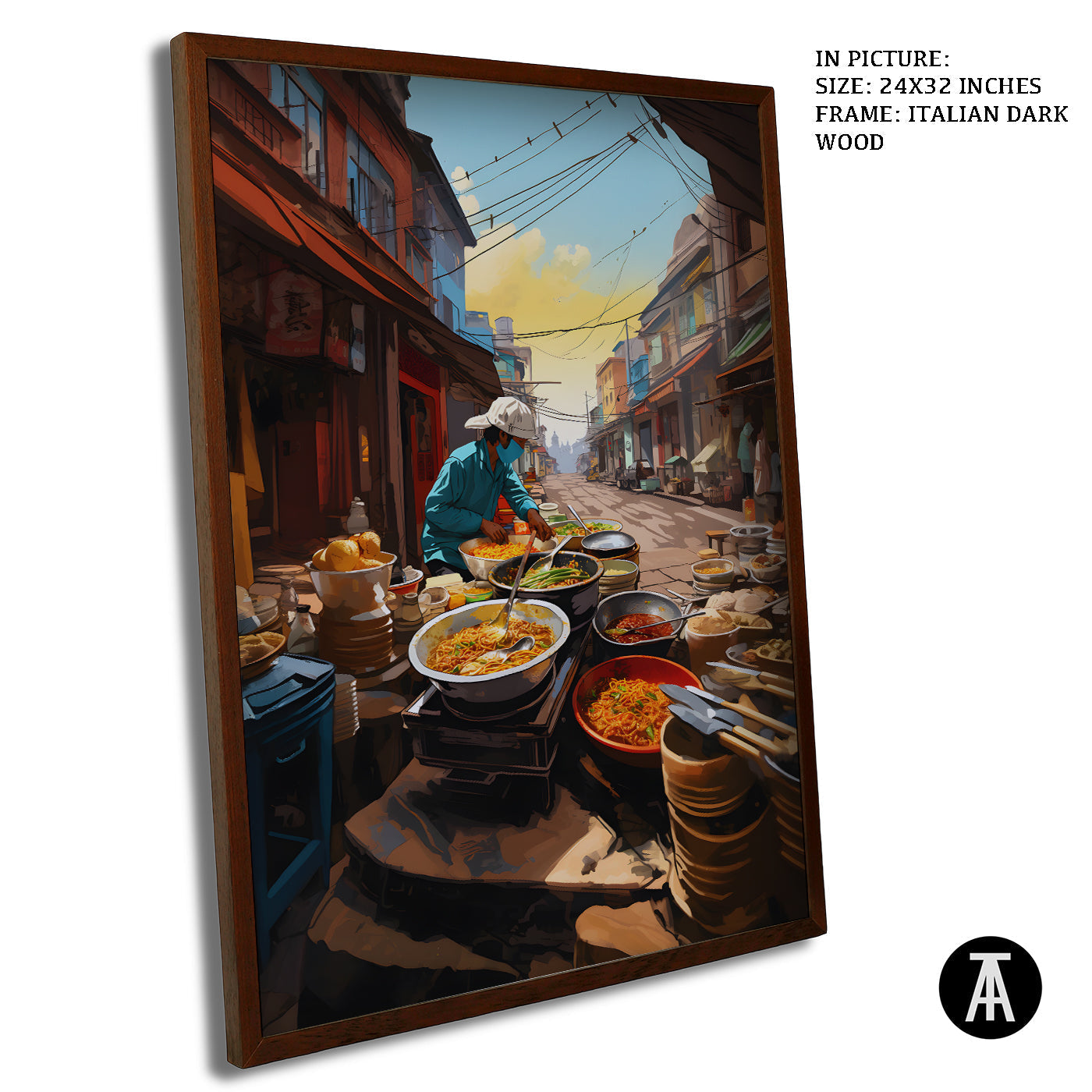Artwork in Dark Wood Frame