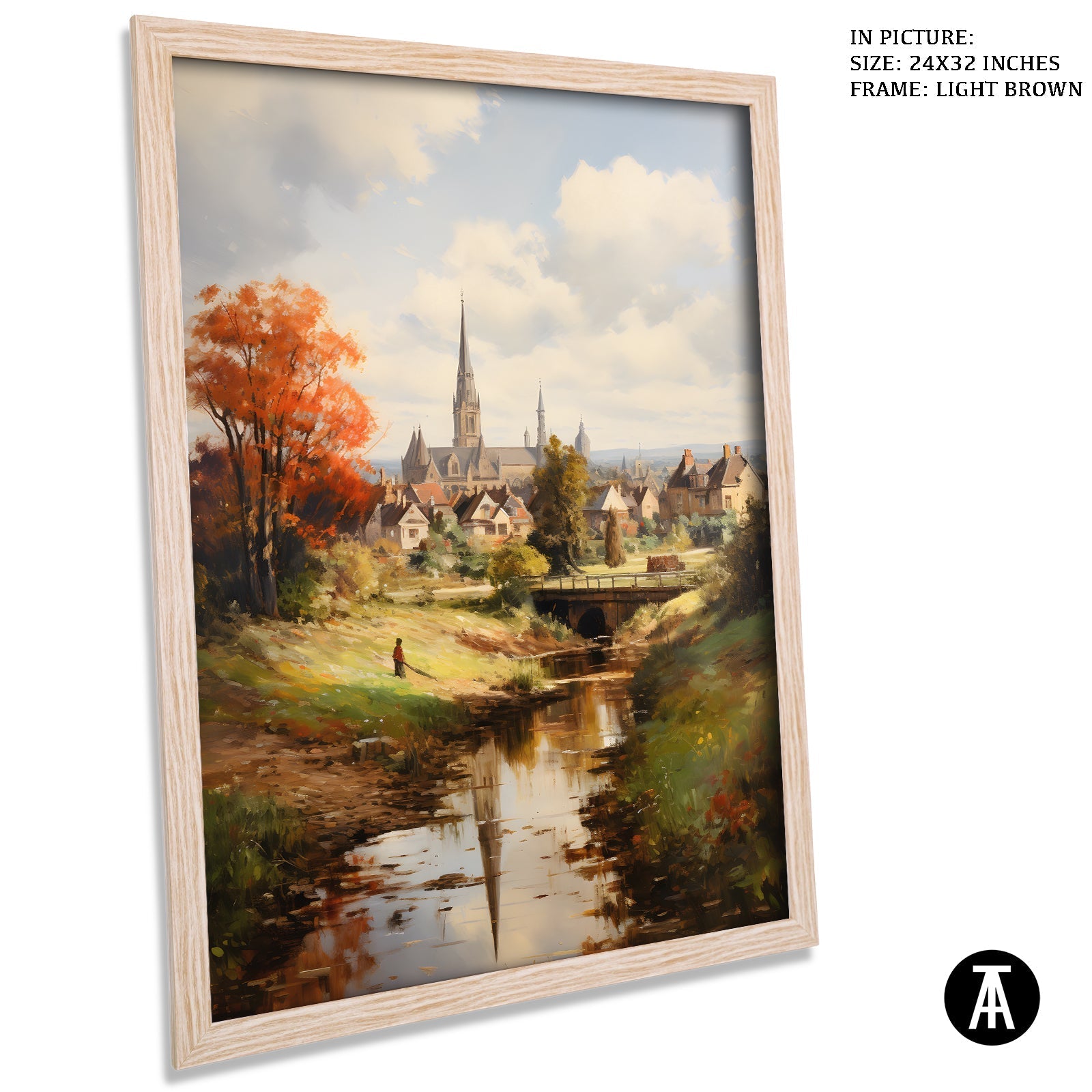 Artwork in Light Brown Frame