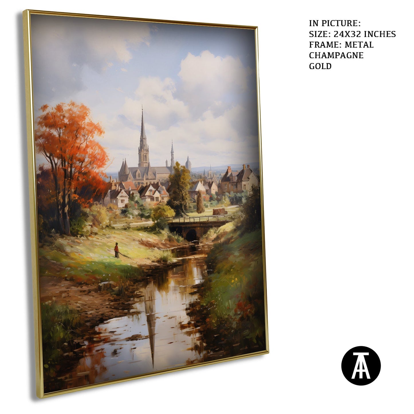 Artwork in Metal Champagne Gold Frame