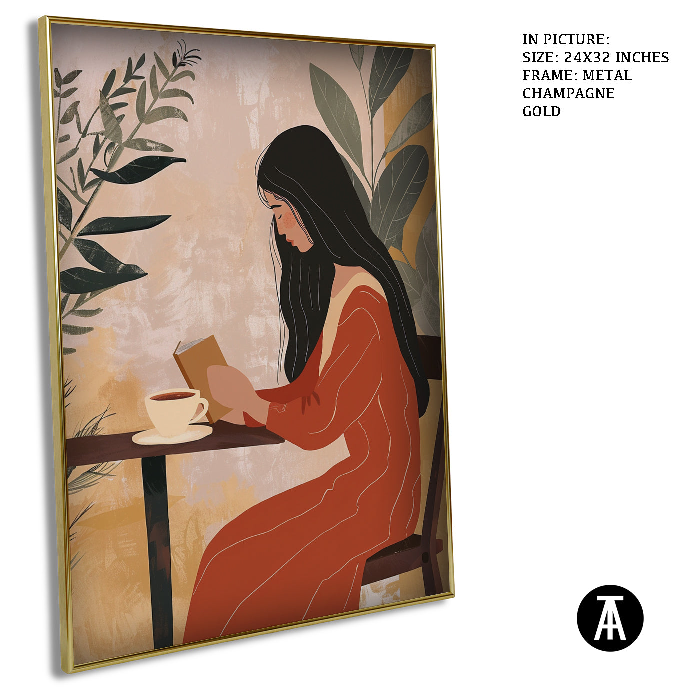 Artwork in Light Brown Frame