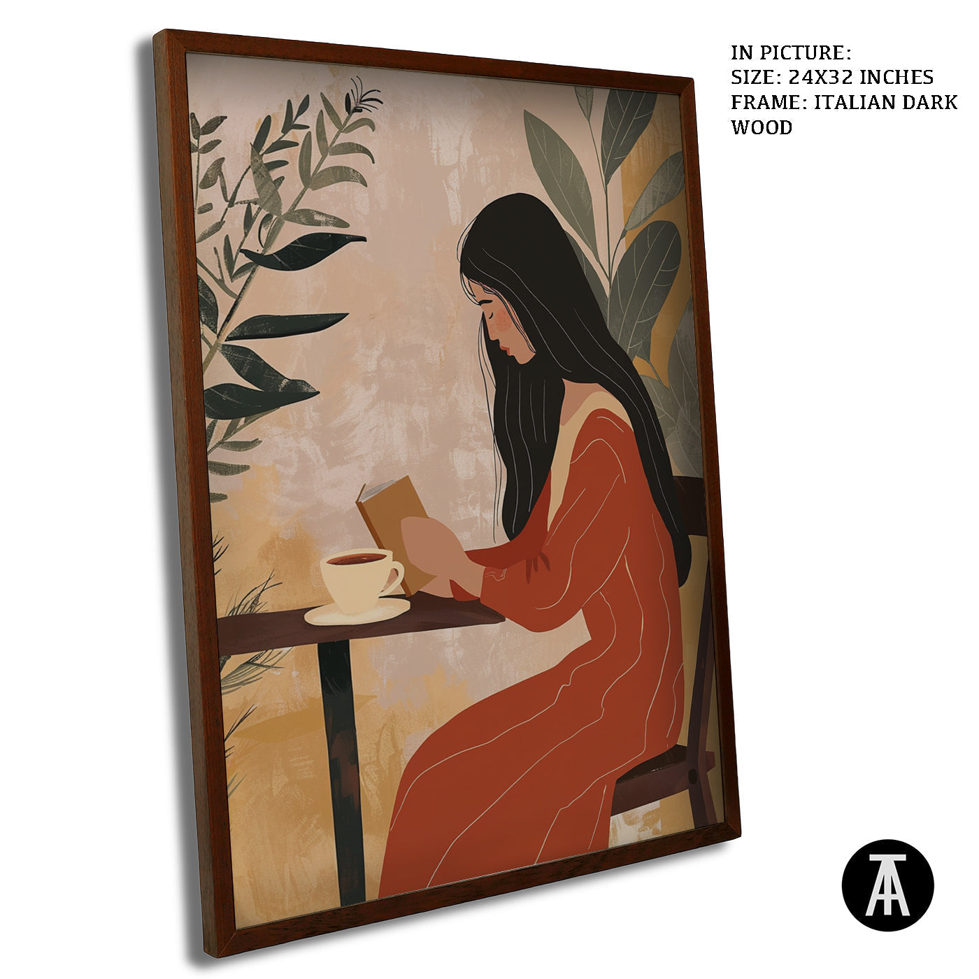 Artwork in Dark Wood Frame