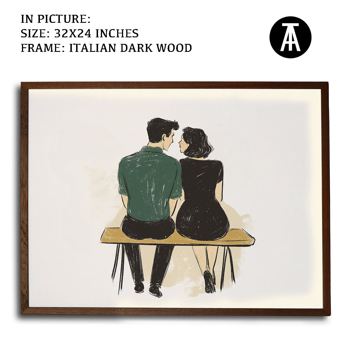 Artwork in Dark Wood Frame
