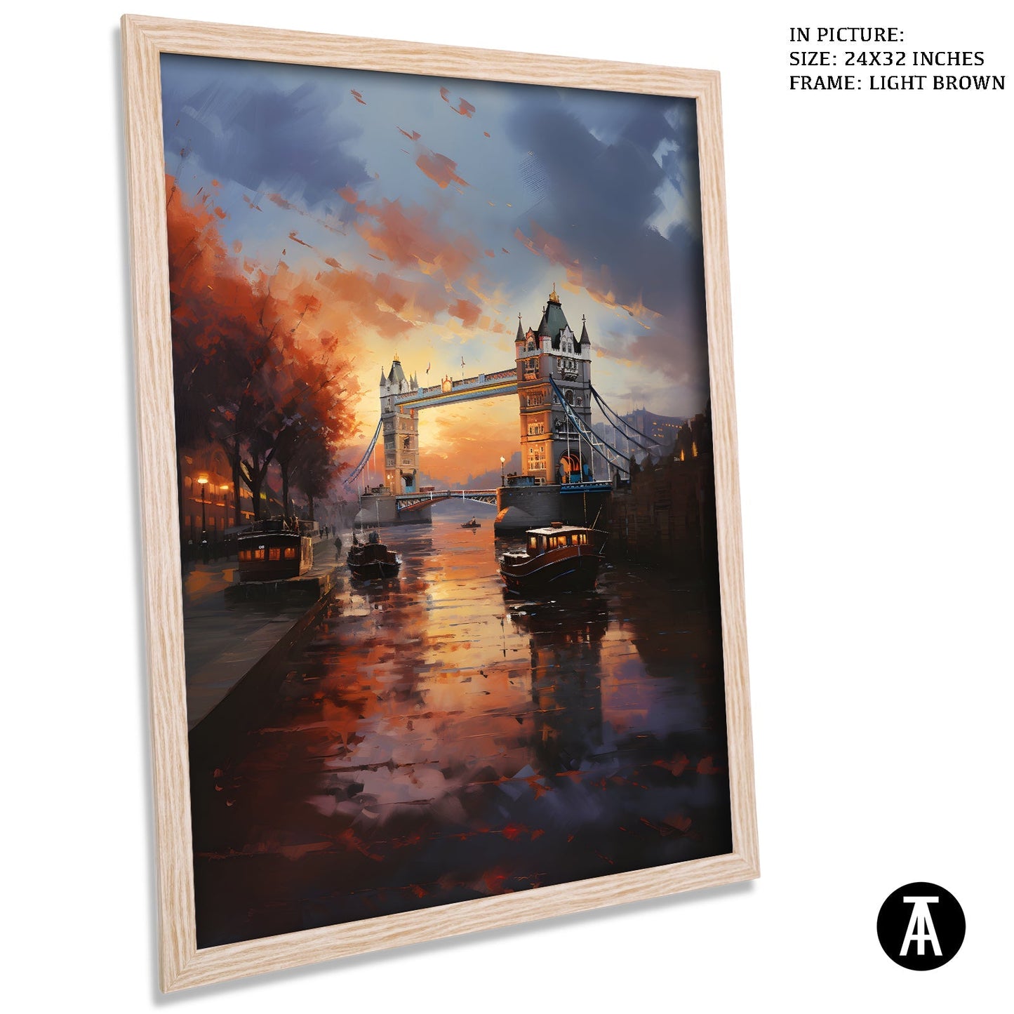 Artwork in Light Brown Frame