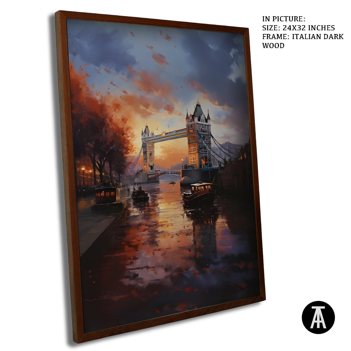 Artwork in Dark Wood Frame