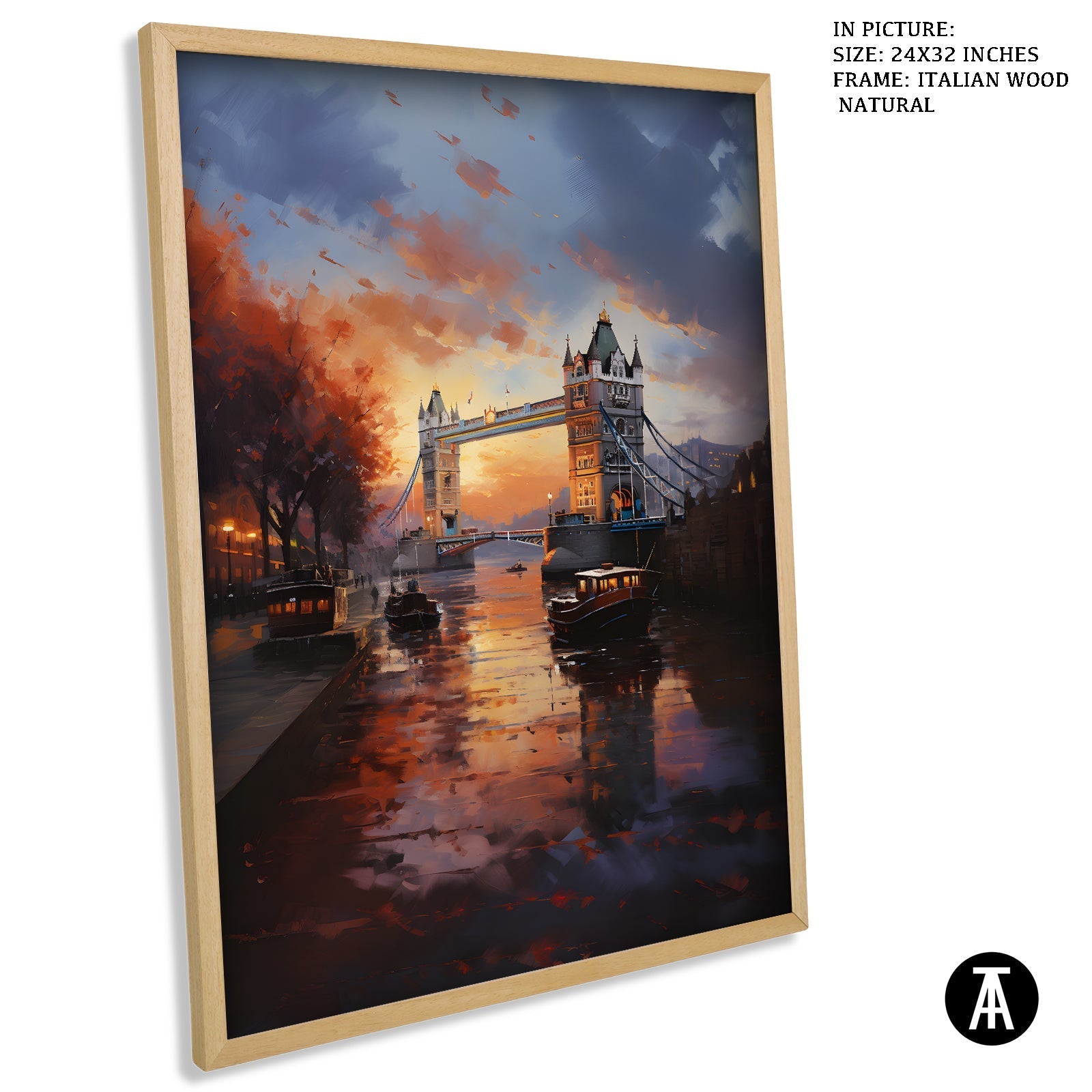 Artwork in Natural Wood Frame