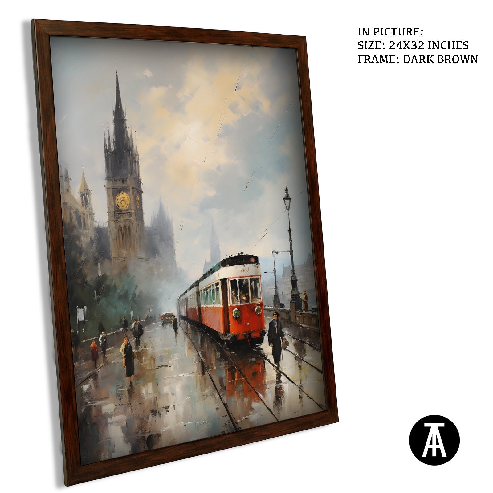 Artwork in Dark Brown Frame