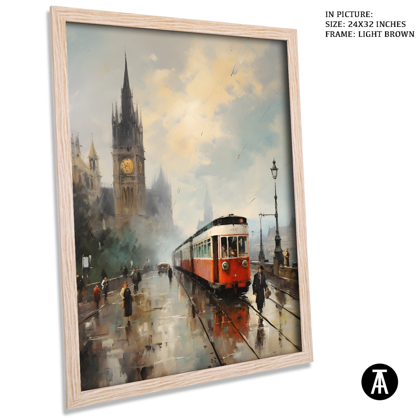 Artwork in Light Brown Frame