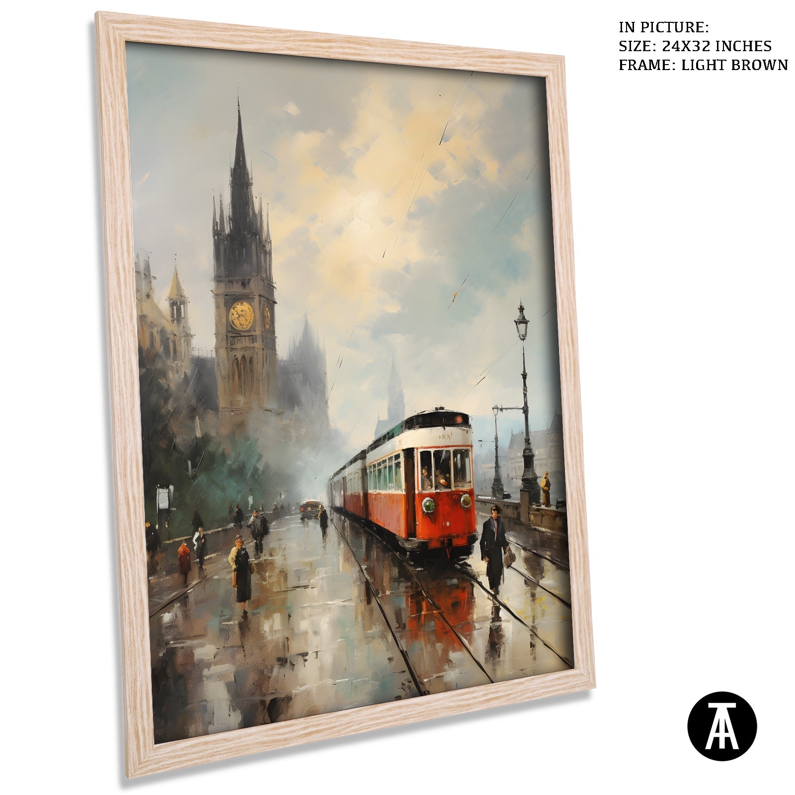 Artwork in Light Brown Frame