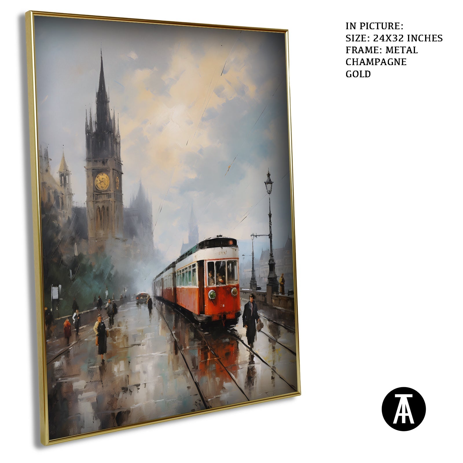 Artwork in Metal Champagne Gold Frame