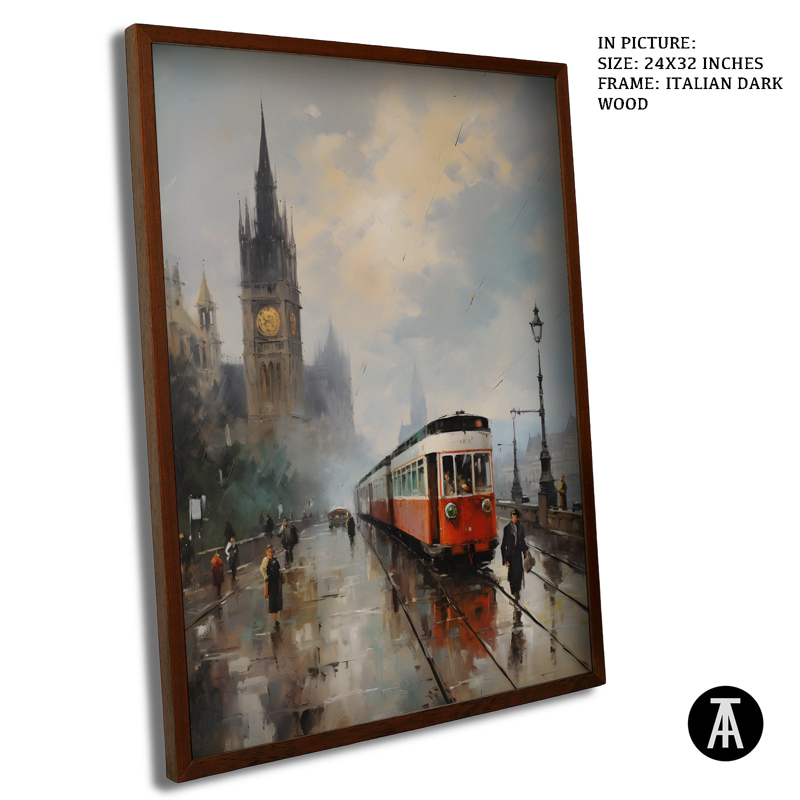 Artwork in Dark Wood Frame