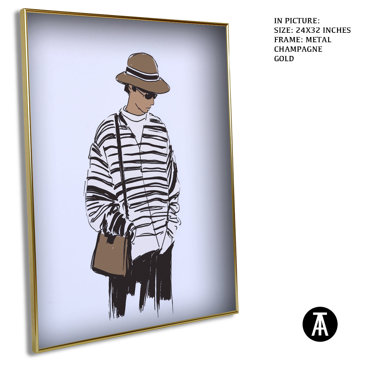 Artwork in Light Brown Frame