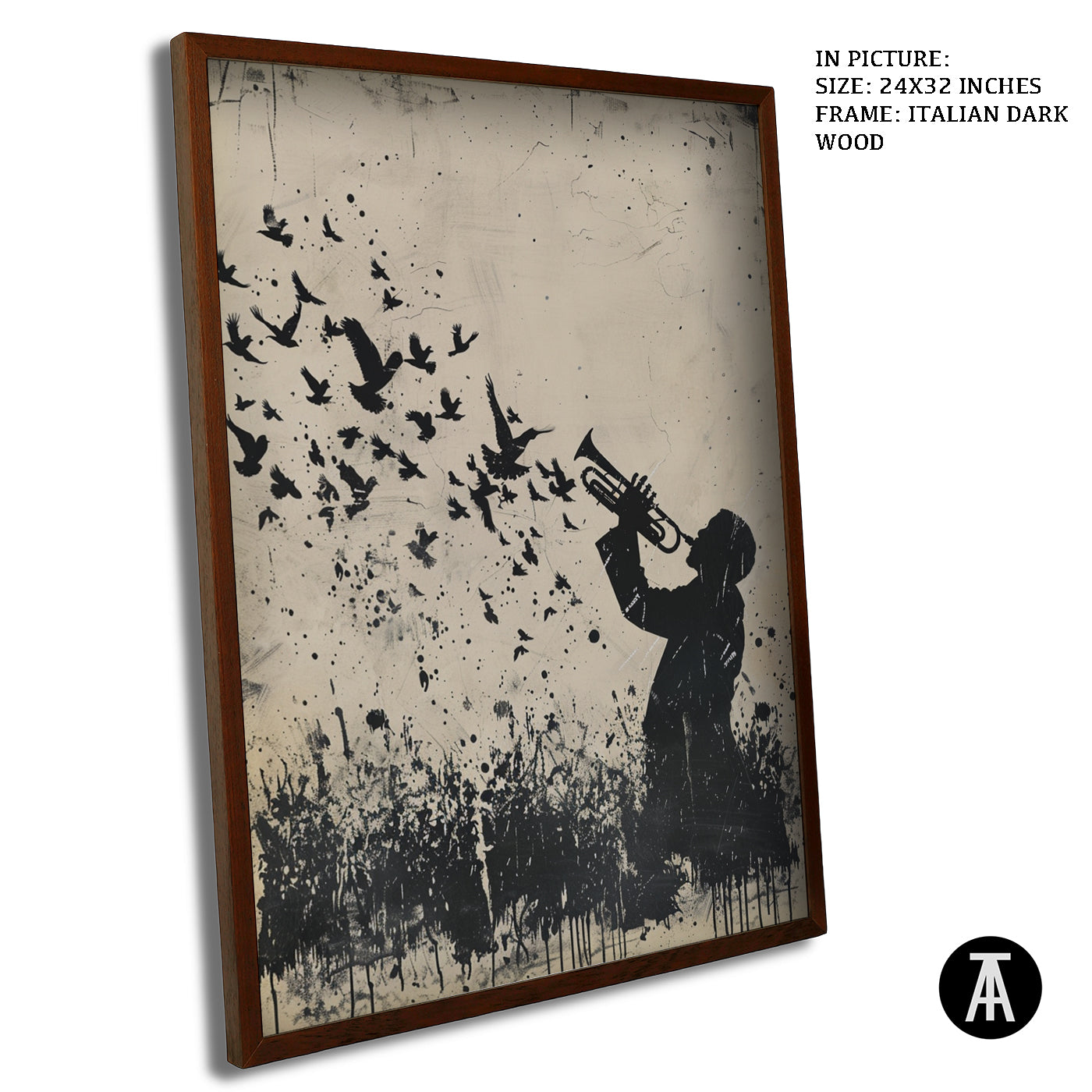 Artwork in Dark Wood Frame