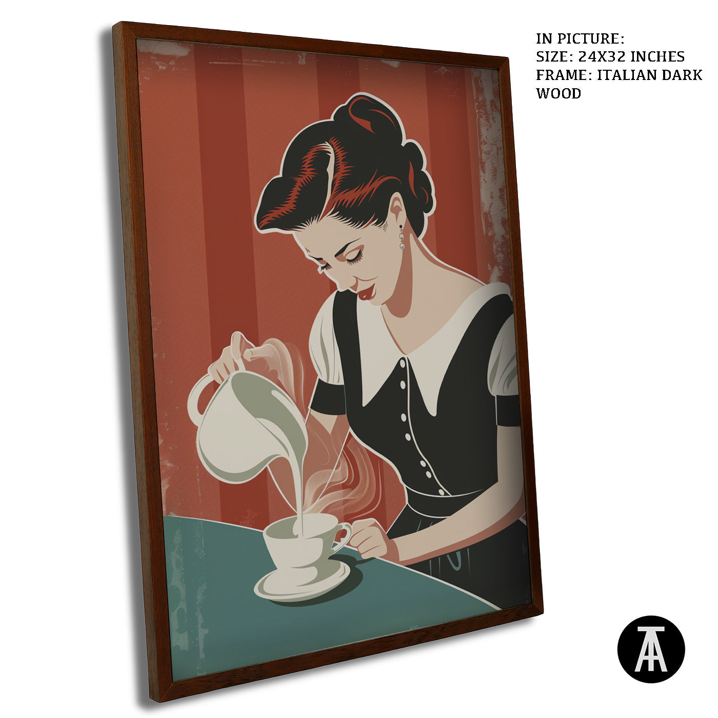 Artwork in Dark Wood Frame