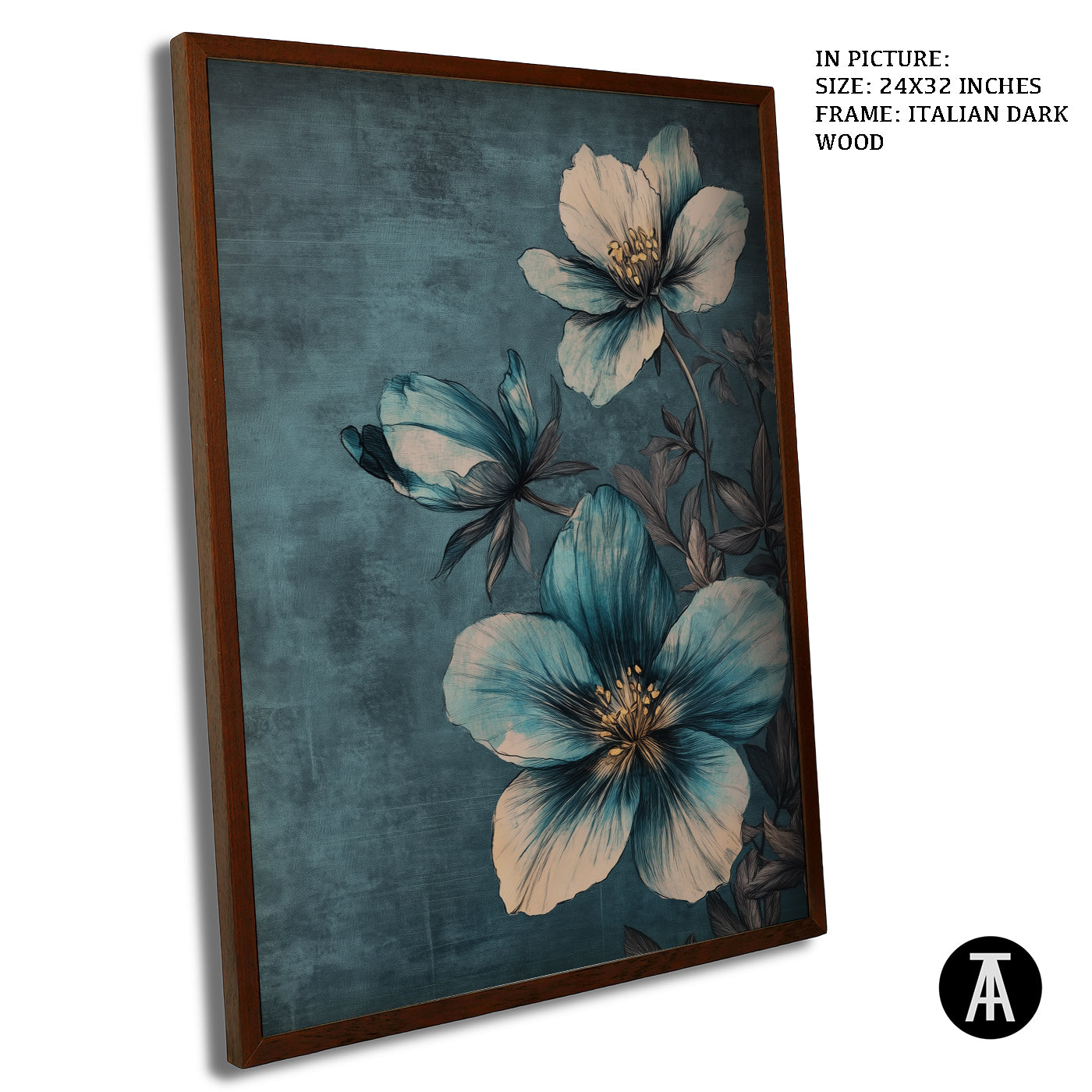 Artwork in Dark Wood Frame