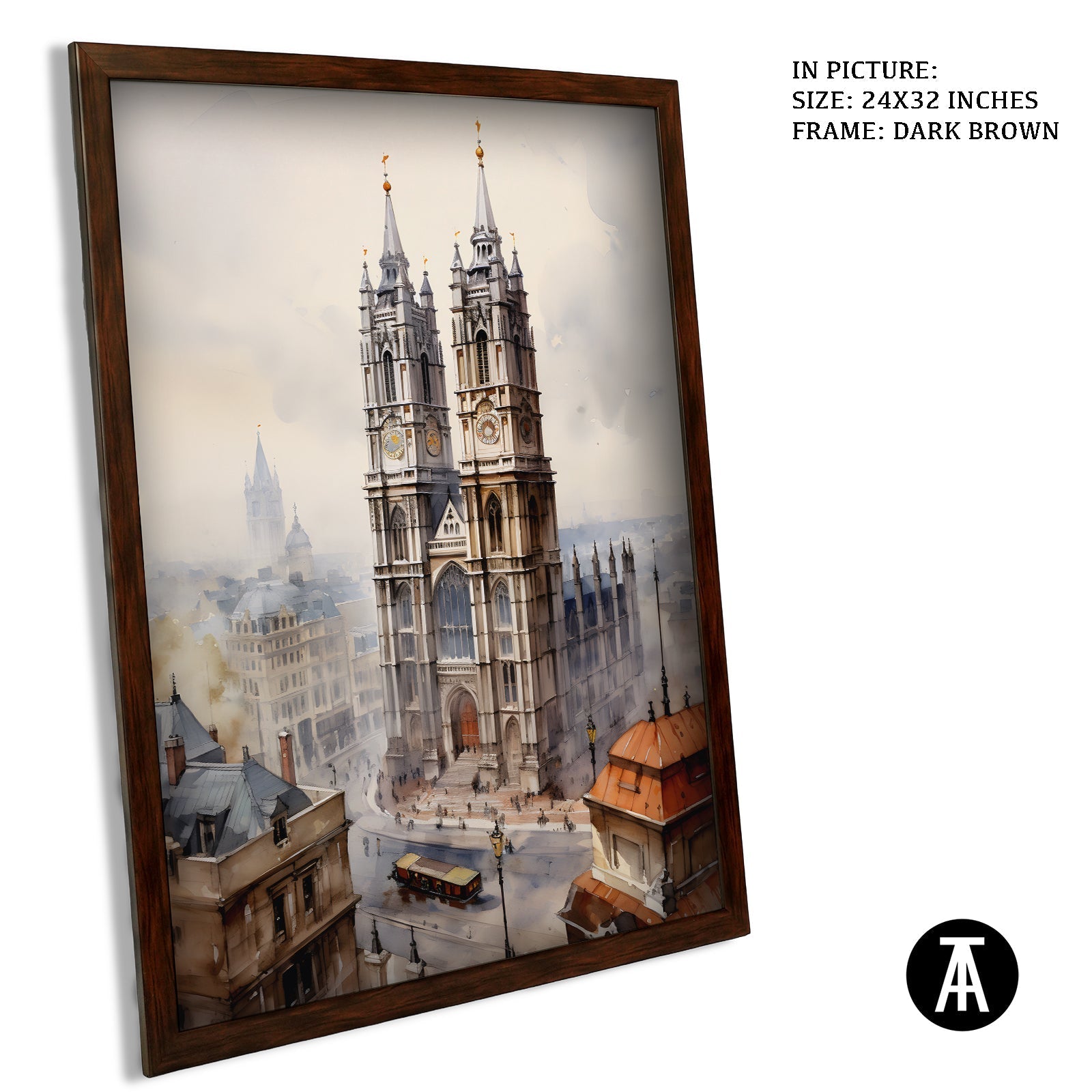 Artwork in Dark Brown Frame