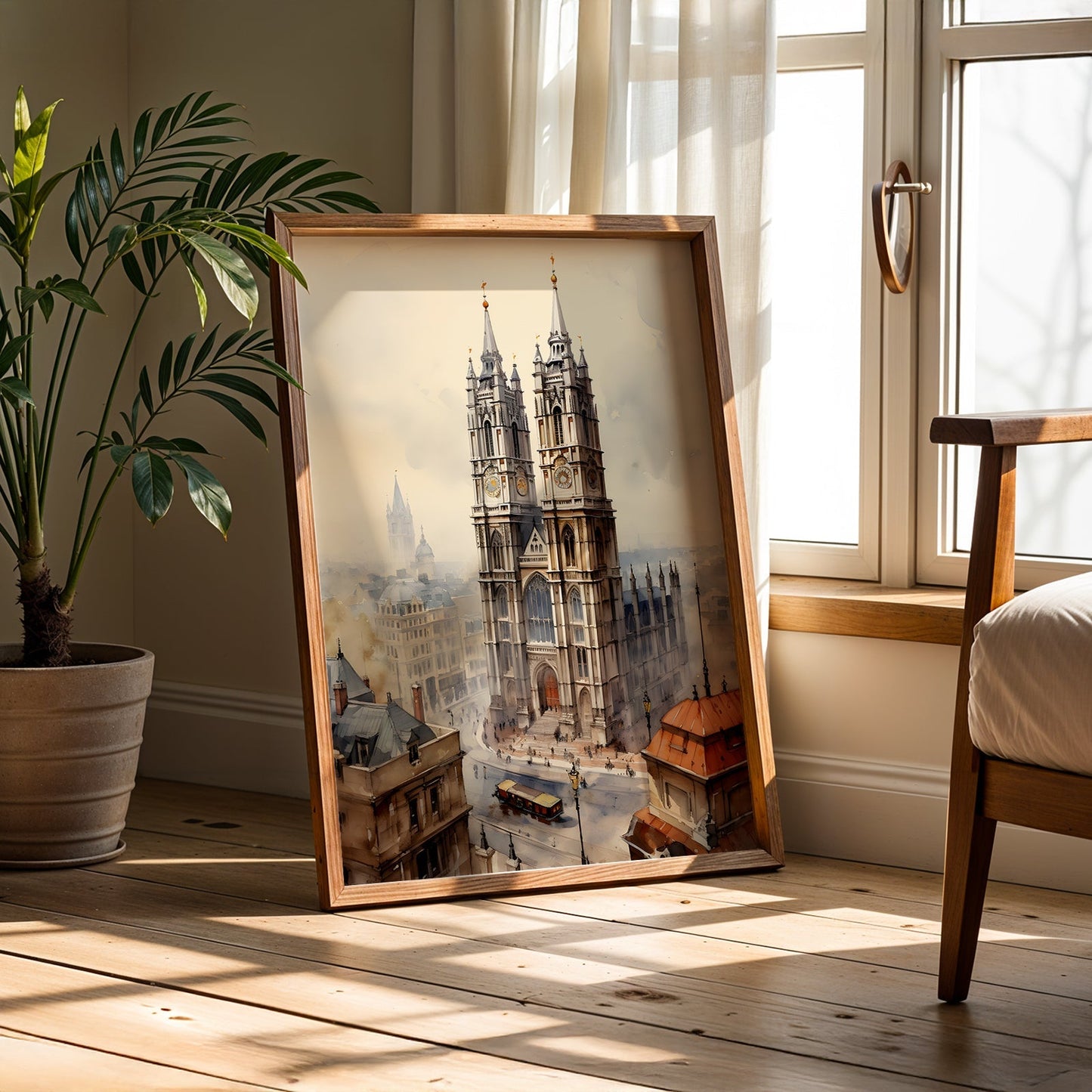 Vintage London Painting in a Lifestyle Setting