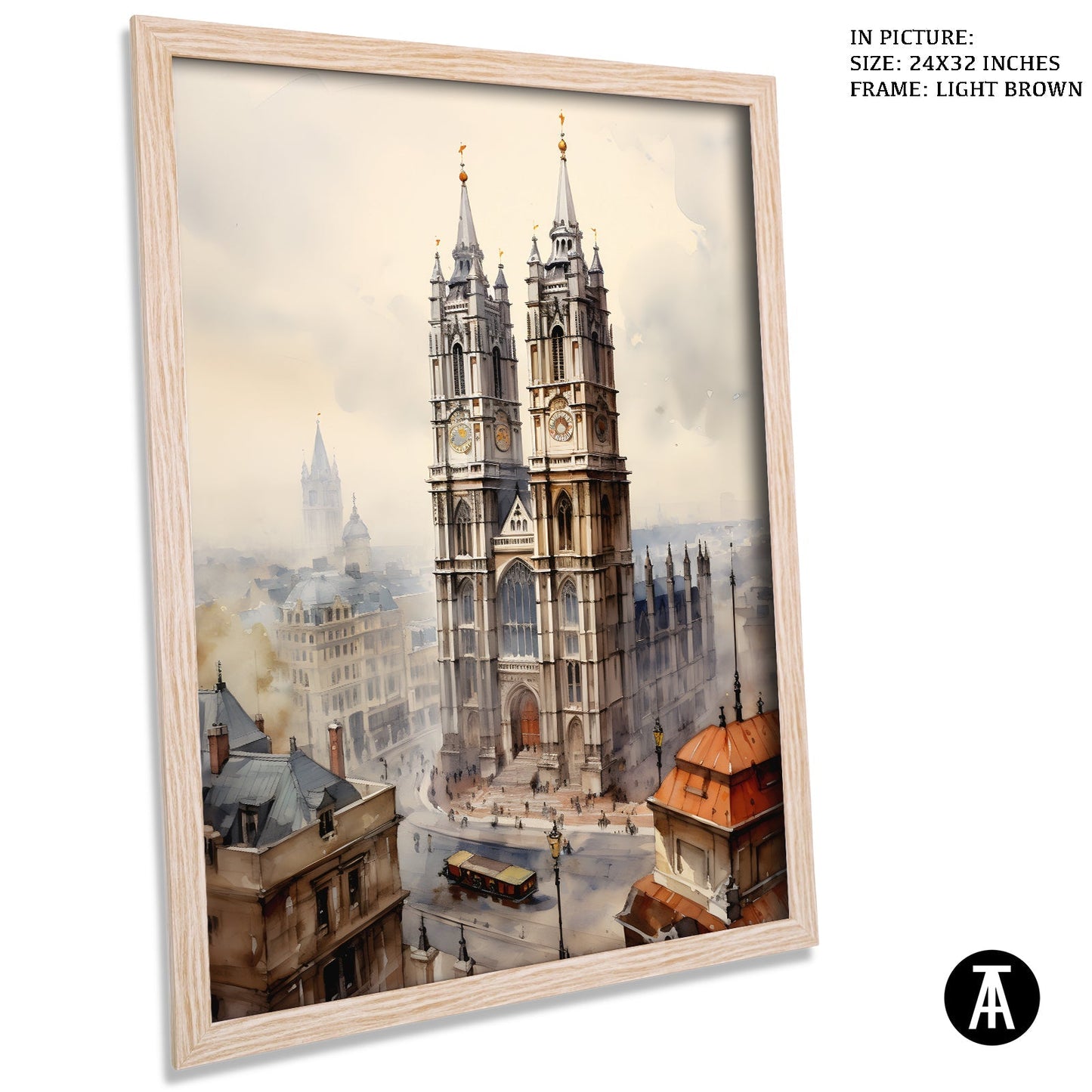 Artwork in Light Brown Frame