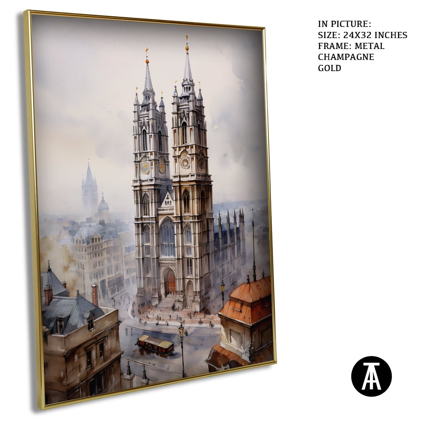 Artwork in Metal Champagne Gold Frame