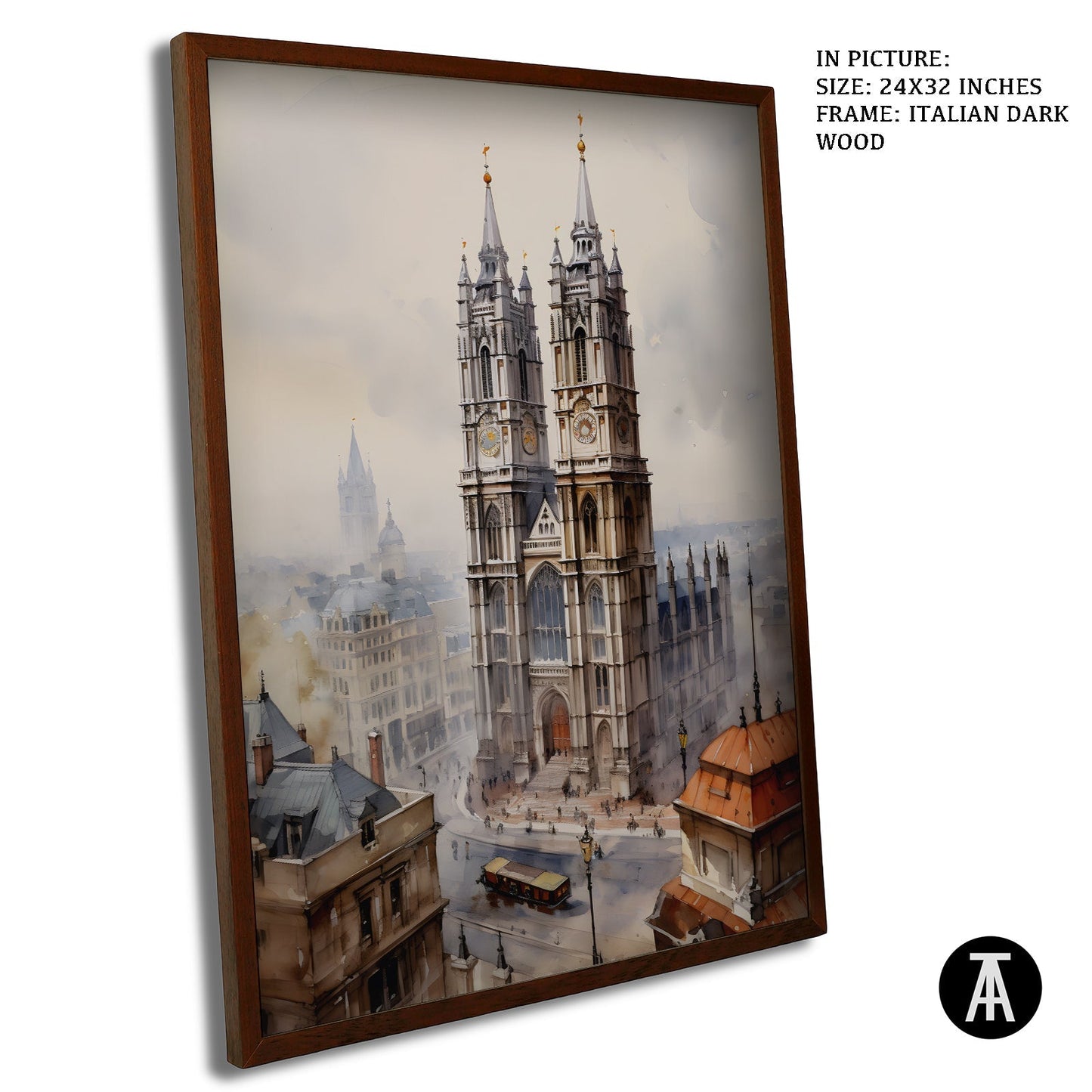 Artwork in Dark Wood Frame