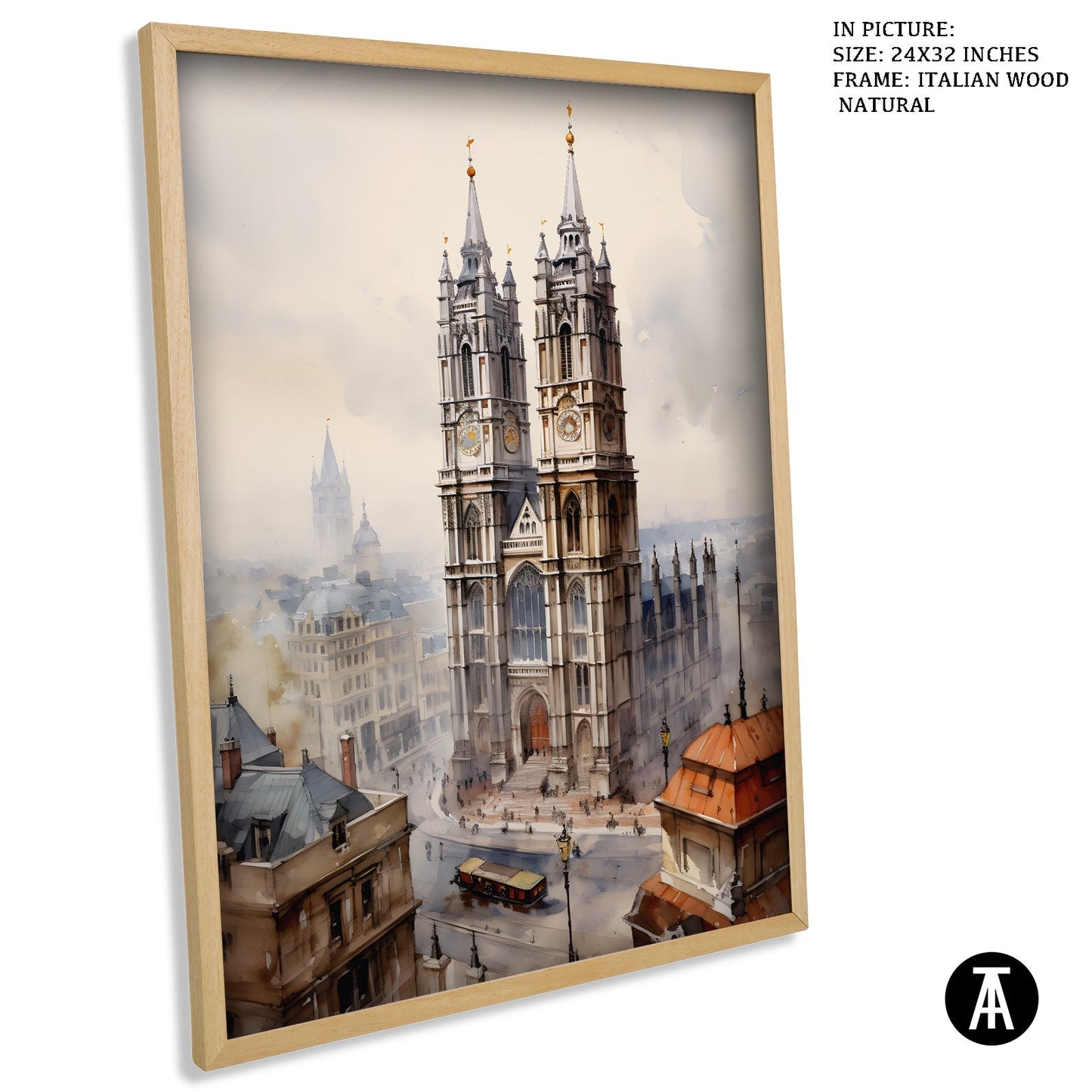 Artwork in Natural Wood Frame